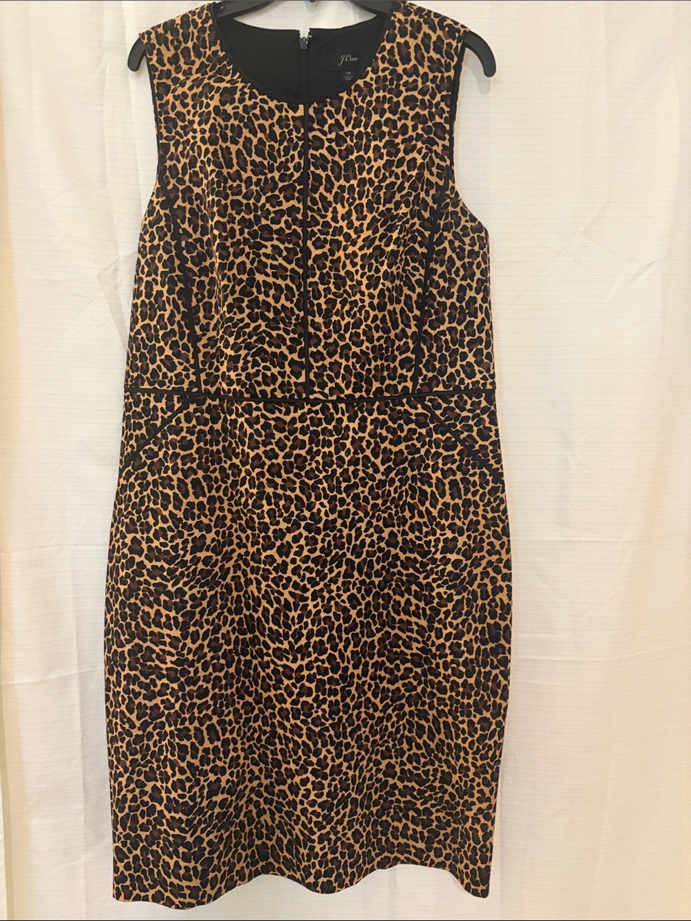 J. Crew Sleeveless Leopard Print Sheath Dress in Brown and Black